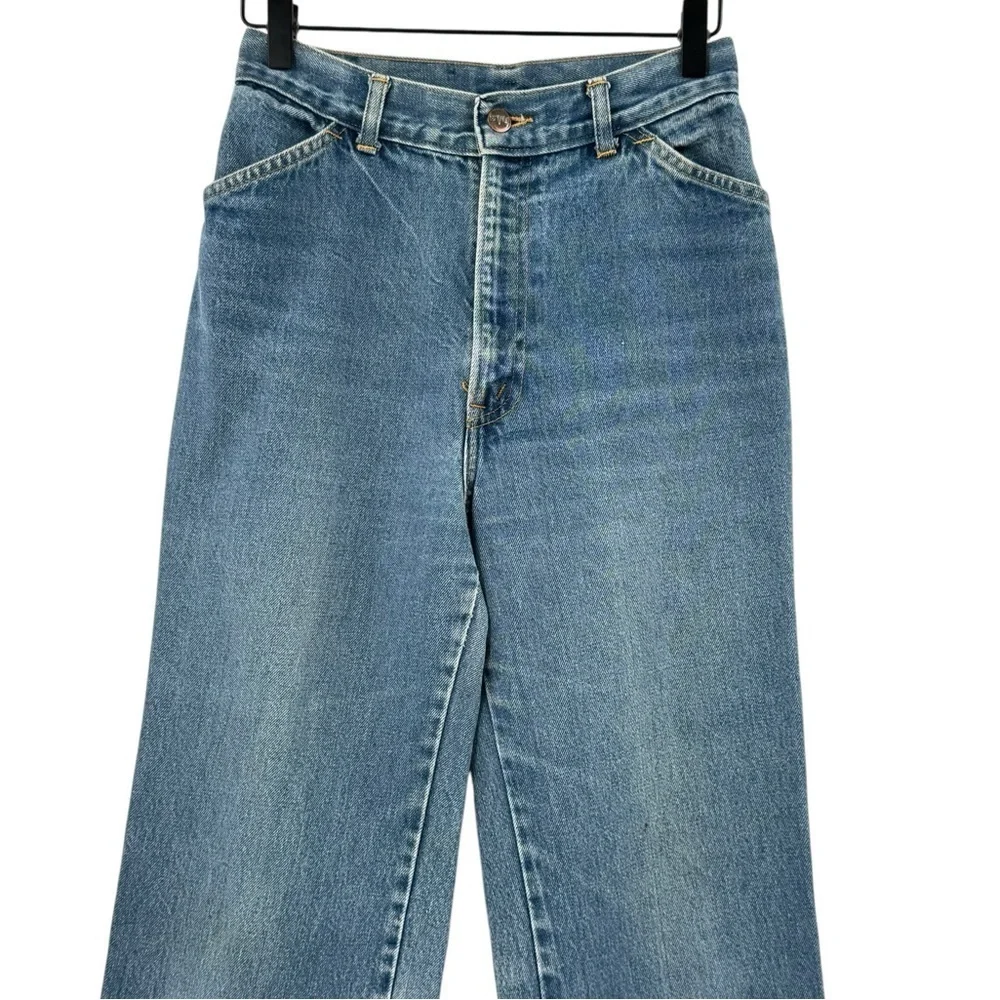Vintage 70s Chic High Waisted Wide Leg Trouser Jeans 100% Cotton USA | 25